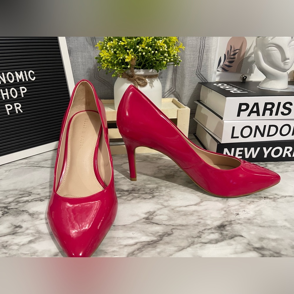 Kelly & Katie Astivia Fuchsia pink shiny high heels padded shoe, size 10
